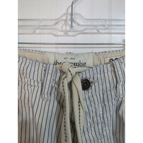 Vtg Abercrombie & Fitch Y2K Hickory Stripe Cargo Shorts Size 28 Coastal Prep - Picture 9 of 9
